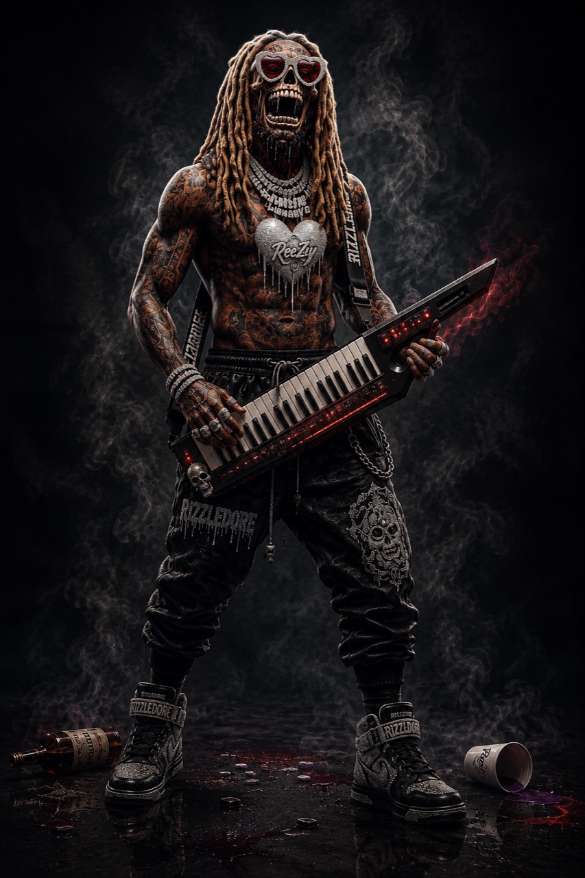 Rizzledore, the daPoint Radio Midnight Alchemy host, playing a keytar