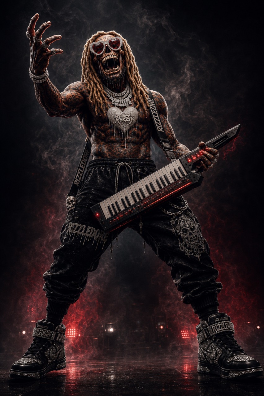 Rizzledore performing with a keytar for daPoint Radio