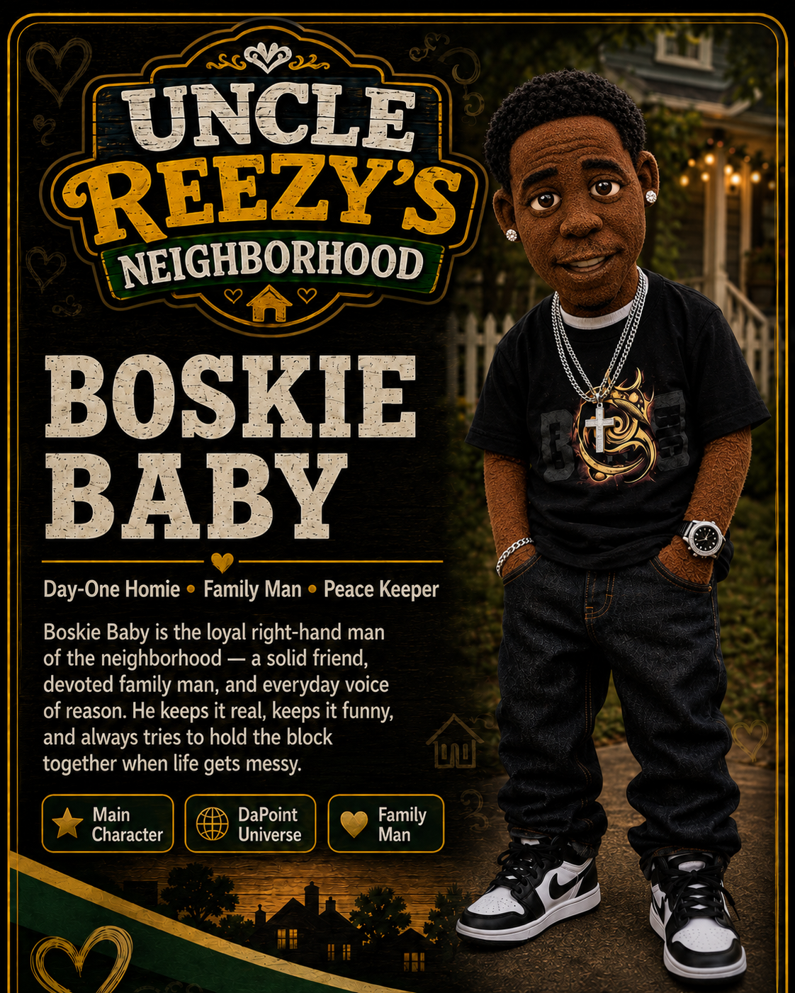 Boskie Baby character card for Uncle Reezy's Neighborhood